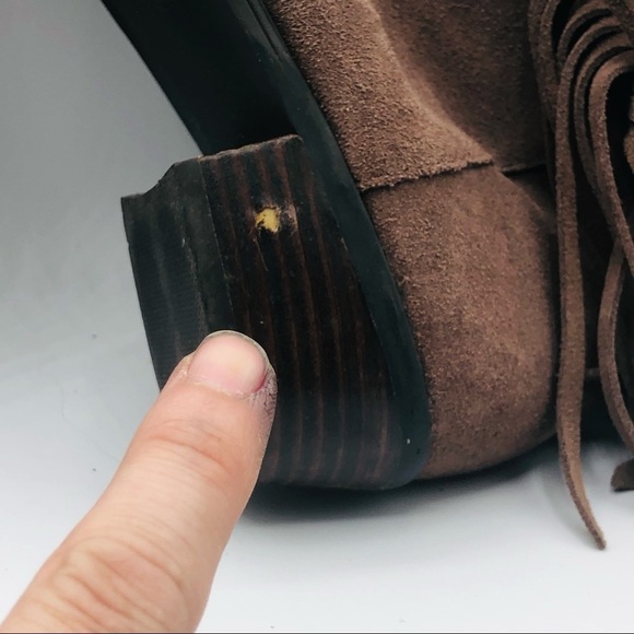 Steve Madden‎ RANCO fringe low heel leather round toe ankle booties taupe 6.5 - Picture 6 of 11